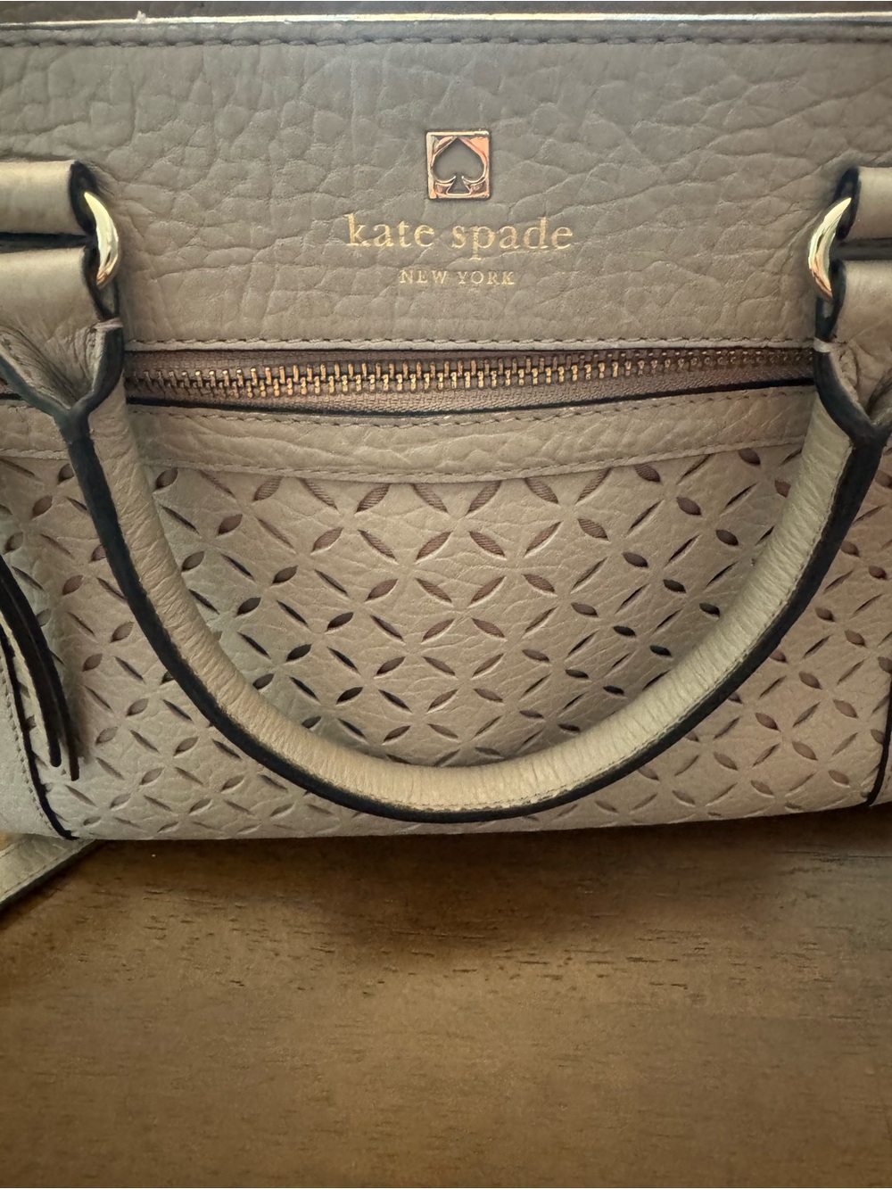 kate spade Gray Perforated Leather Satchel with Detachable Strap - Picture 3 of 6